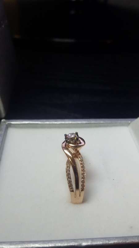REDUCED!!! SOLID ROSE GOLD AND GENUINE CHAMPAIGN DIAMOND RING